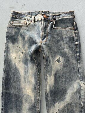 Women's Blue Straight Leg Bleached Dyed jeans - Small